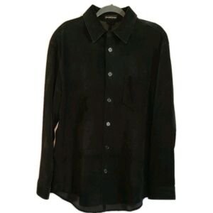 Joseph & Lyman Black Leather Button Up Shirt Long Sleeve Western Rockabilly
